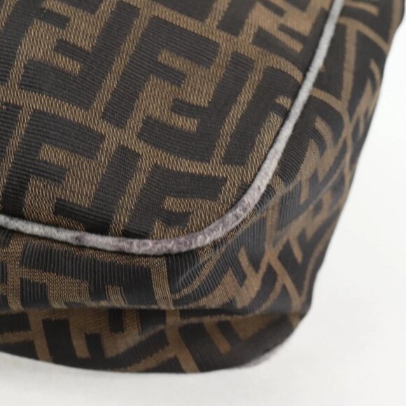 FENDI Zucca Canvas Shoulder Bag Black Brown gold Auth 129703 - Picture 3 of 16